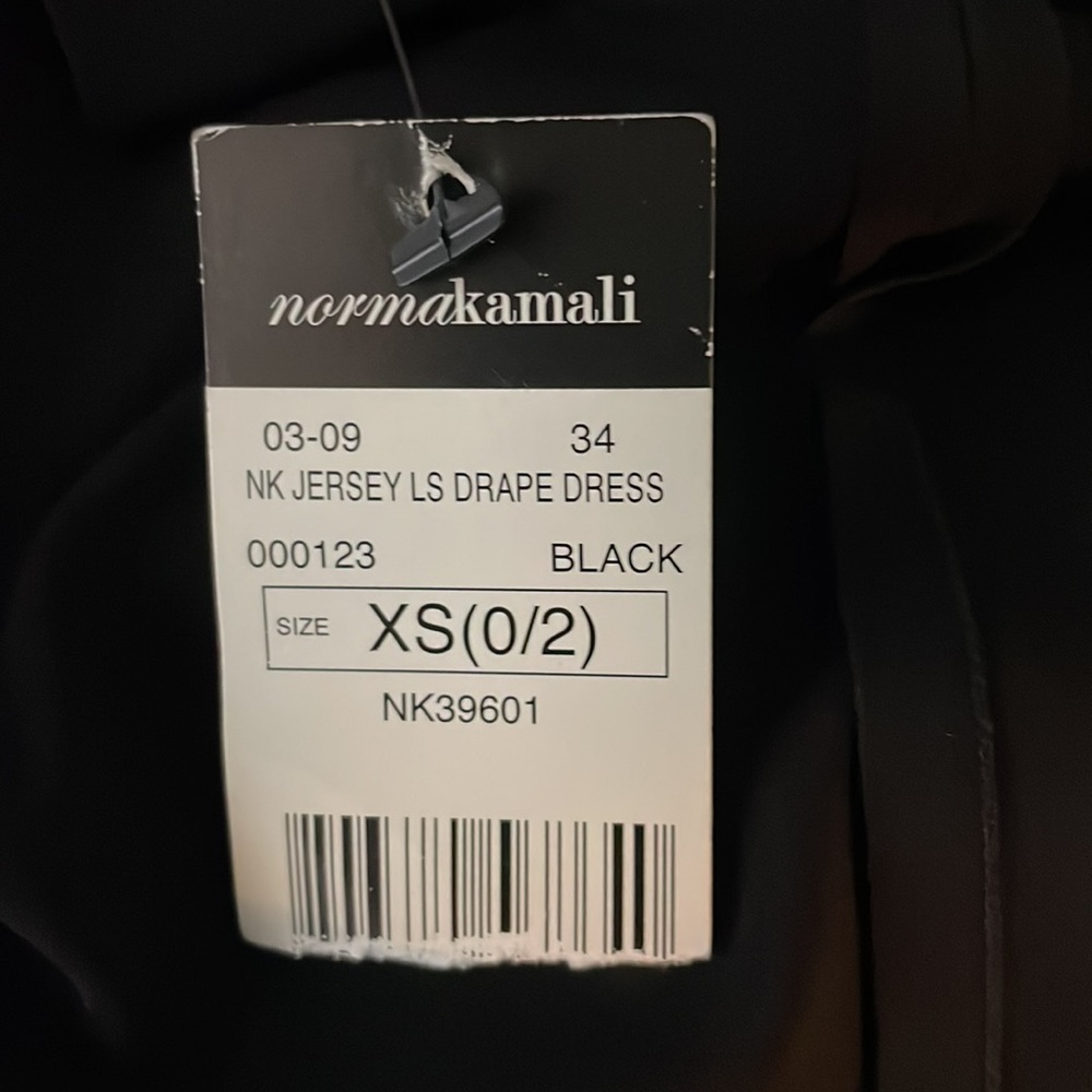 Norma Kamali Black Jersey Side Drape Dress size XS NWT - Picture 10 of 11